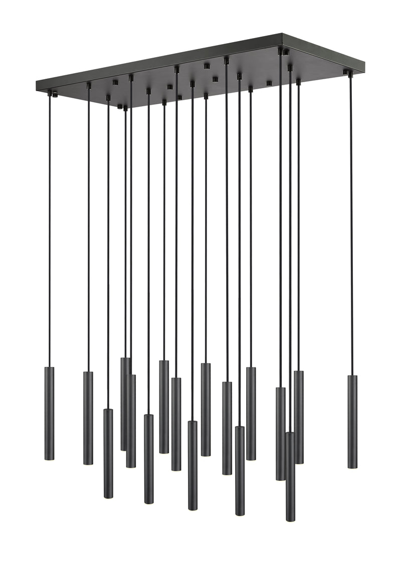 Forest 17 Light 42" Linear Pendant, 12" Tall in Matte Black
