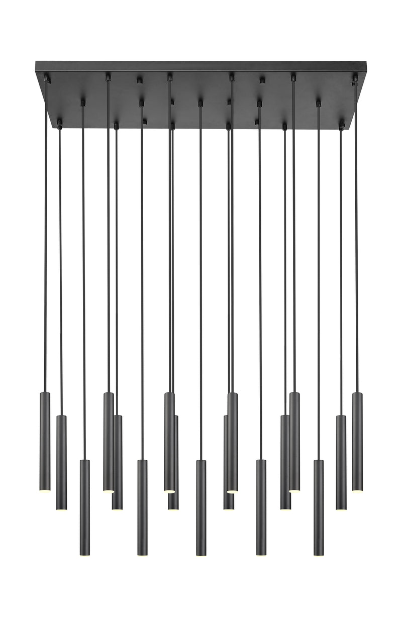 Forest 17 Light 42" Linear Pendant, 12" Tall in Matte Black