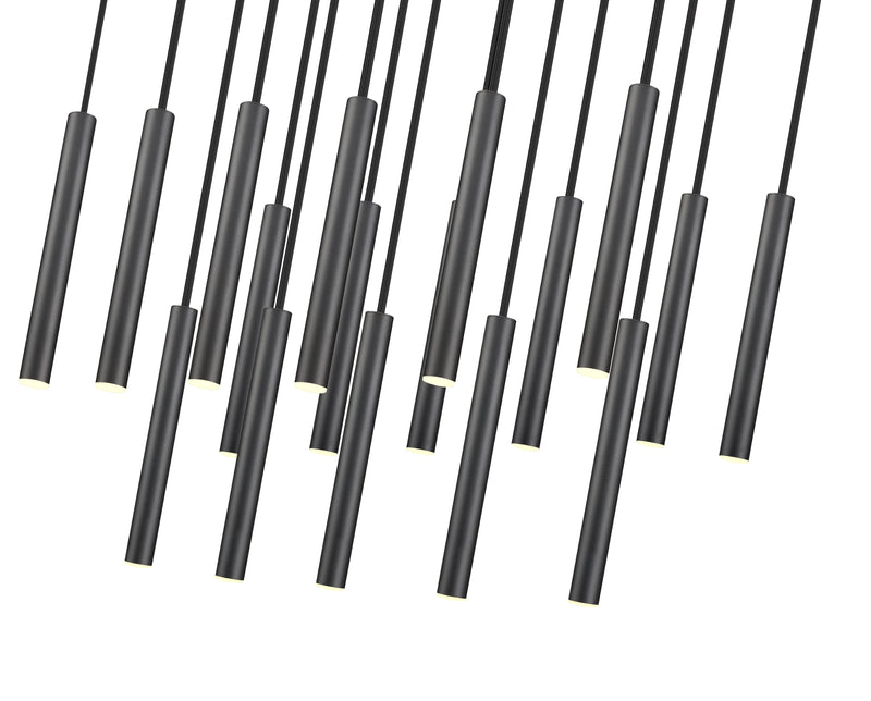 Forest 17 Light 42" Linear Pendant, 12" Tall in Matte Black