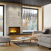 Forest 17 Light 42" Linear Pendant, 12" Tall in Matte Black in a room setting