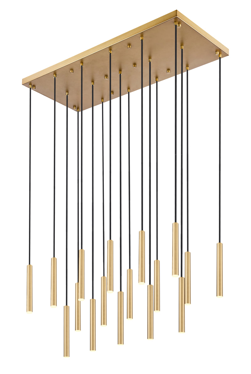 Forest 17 Light 42" Linear Pendant, 12" Tall in Modern Gold