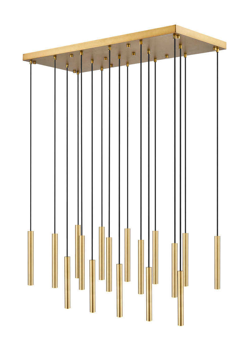 Forest 17 Light 42" Linear Pendant, 12" Tall in Modern Gold