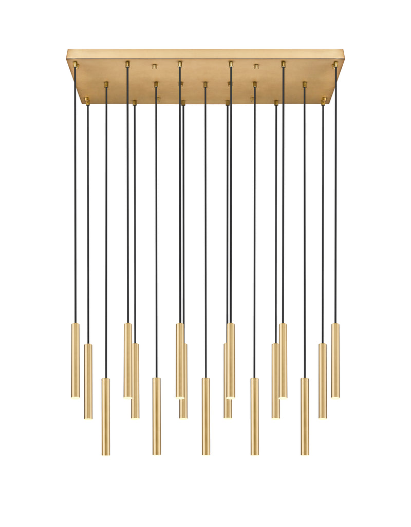 Forest 17 Light 42" Linear Pendant, 12" Tall in Modern Gold