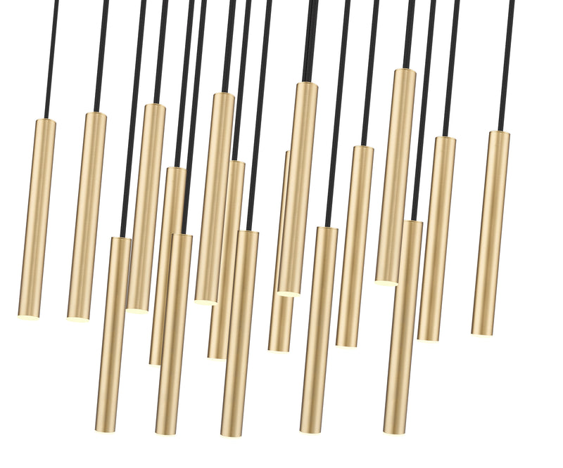 Forest 17 Light 42" Linear Pendant, 12" Tall in Modern Gold