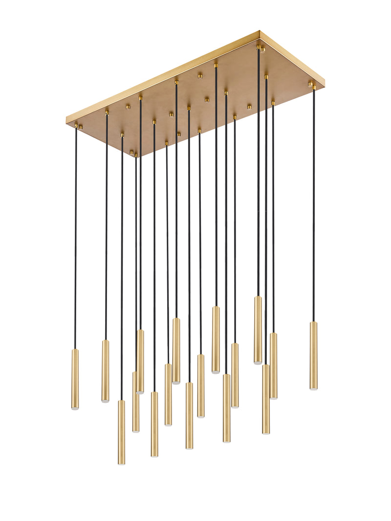 Forest 17 Light 42" Linear Pendant, 12" Tall in Modern Gold