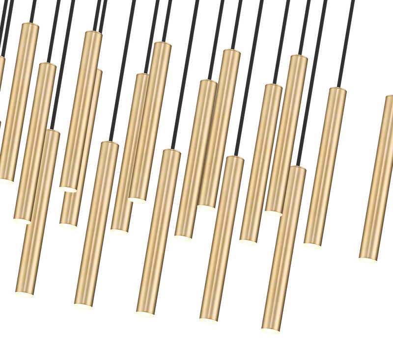 Forest 23 Light 54" Linear Pendant, 12" Tall in Modern Gold