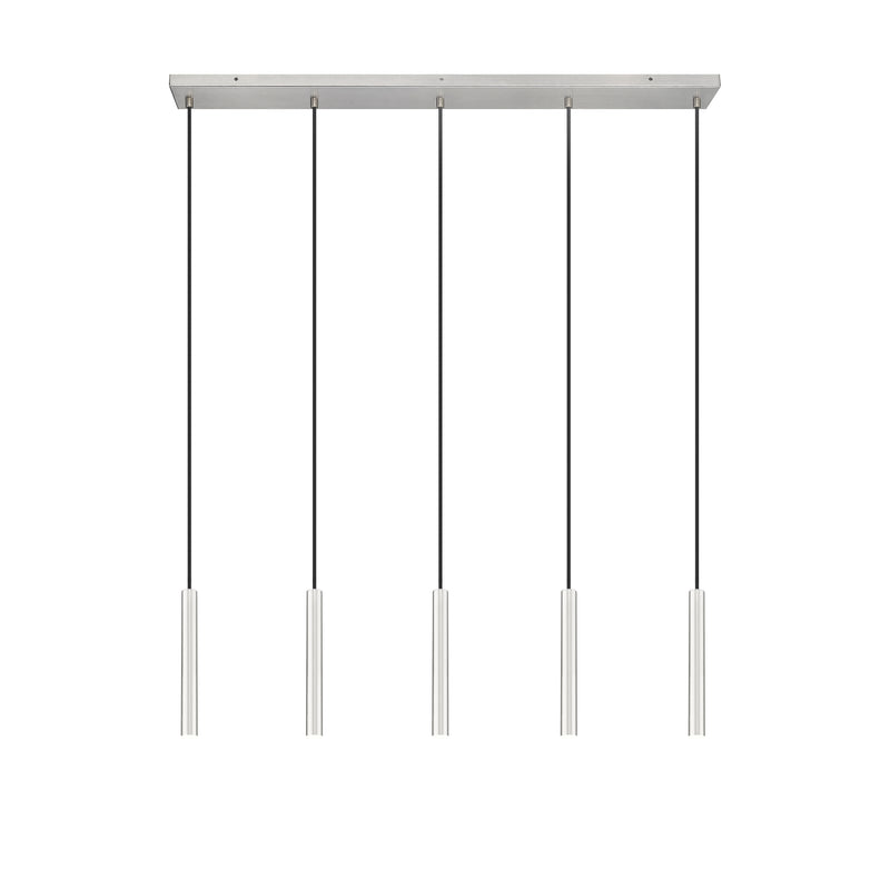 Forest 5 Light 42" Linear Pendant, 12" Tall in Brushed Nickel