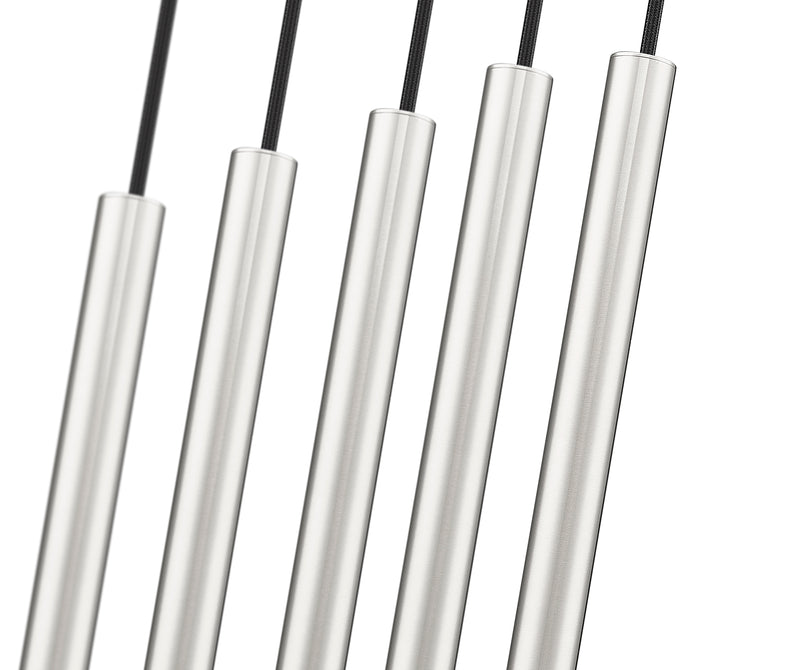 Forest 5 Light 42" Linear Pendant, 12" Tall in Brushed Nickel