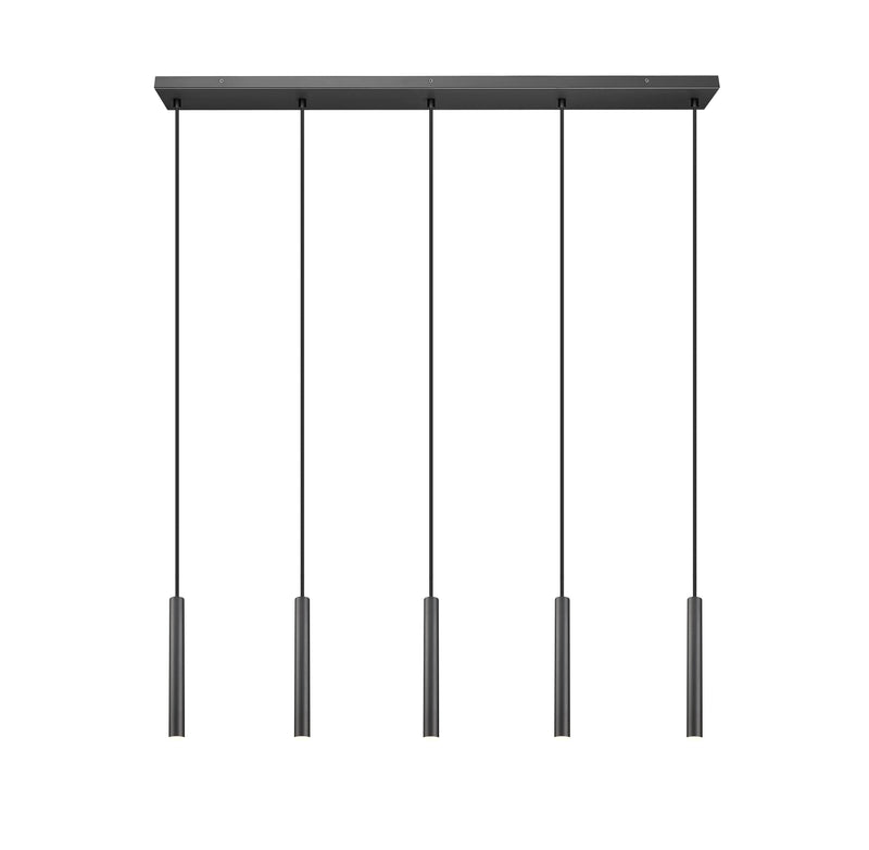 Forest 5 Light 42" Linear Pendant, 12" Tall in Matte Black
