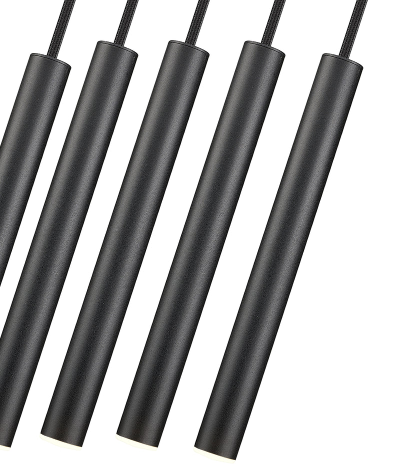 Forest 5 Light 42" Linear Pendant, 12" Tall in Matte Black