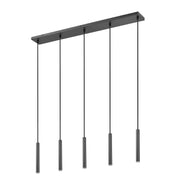 Forest 5 Light 42" Linear Pendant, 12" Tall in Matte Black