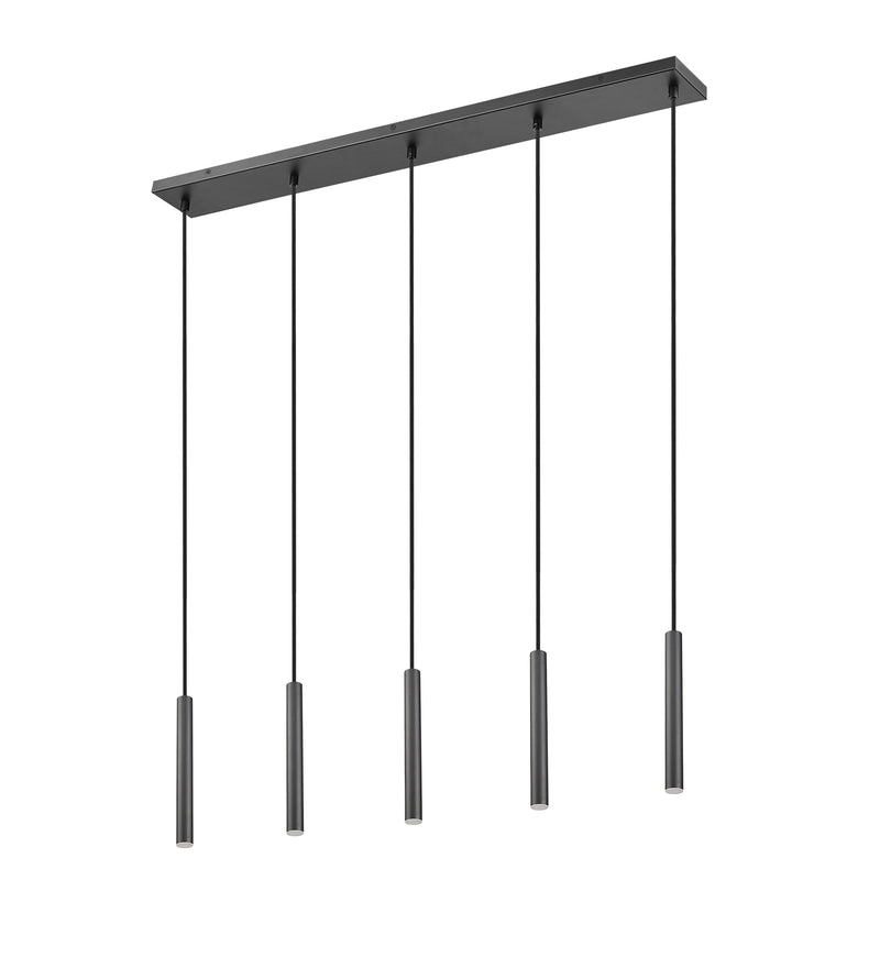 Forest 5 Light 42" Linear Pendant, 12" Tall in Matte Black