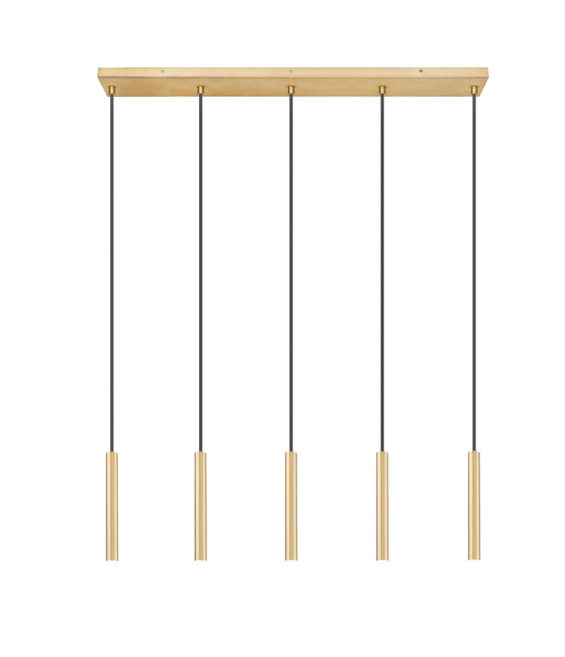 Forest 5 Light 42" Linear Pendant, 12" Tall in Modern Gold