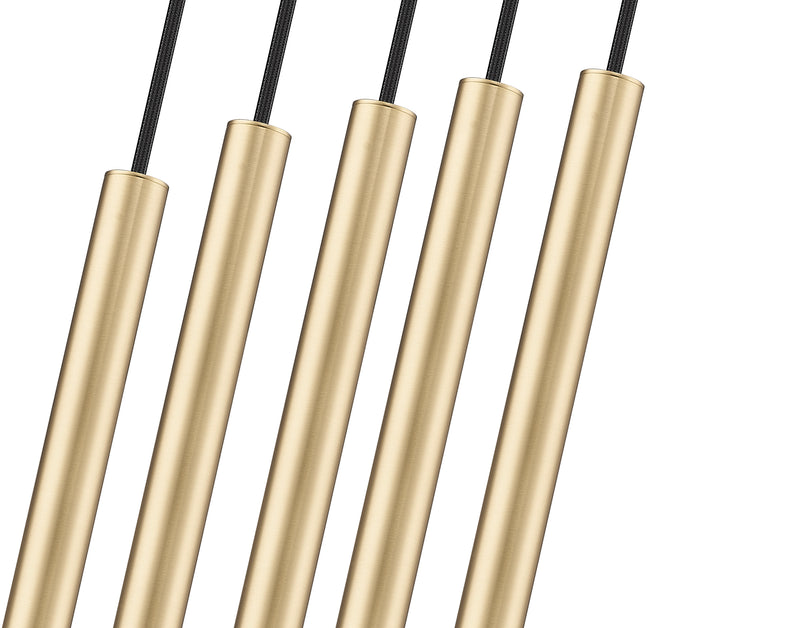 Forest 5 Light 42" Linear Pendant, 12" Tall in Modern Gold