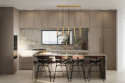 Forest 5 Light 42" Linear Pendant, 12" Tall in Modern Gold in a room setting