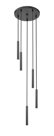 Forest 5 Light 12" Pendant, 12" Tall in Matte Black