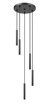 Forest 5 Light 12" Pendant, 12" Tall in Matte Black