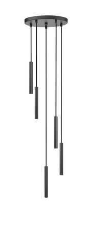 Forest 5 Light 12" Pendant, 12" Tall in Matte Black