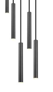 Forest 5 Light 12" Pendant, 12" Tall in Matte Black