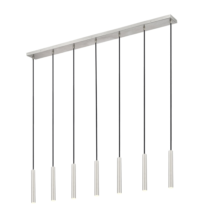 Forest 7 Light 54" Linear Pendant, 12" Tall in Brushed Nickel