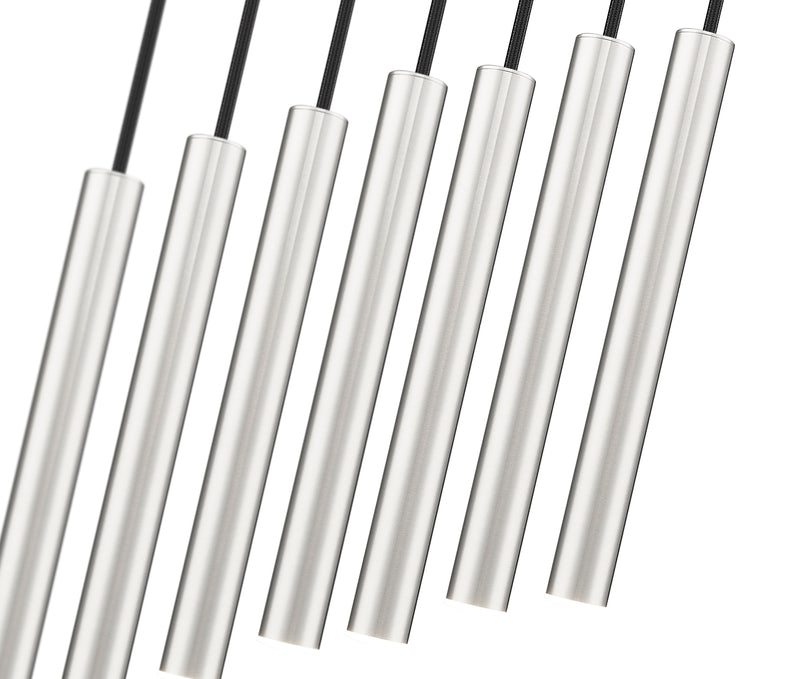 Forest 7 Light 54" Linear Pendant, 12" Tall in Brushed Nickel