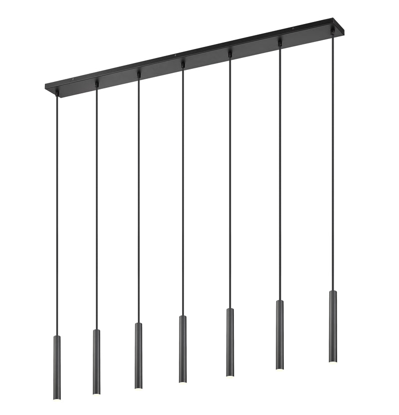 Forest 7 Light 54" Linear Pendant, 12" Tall in Matte Black