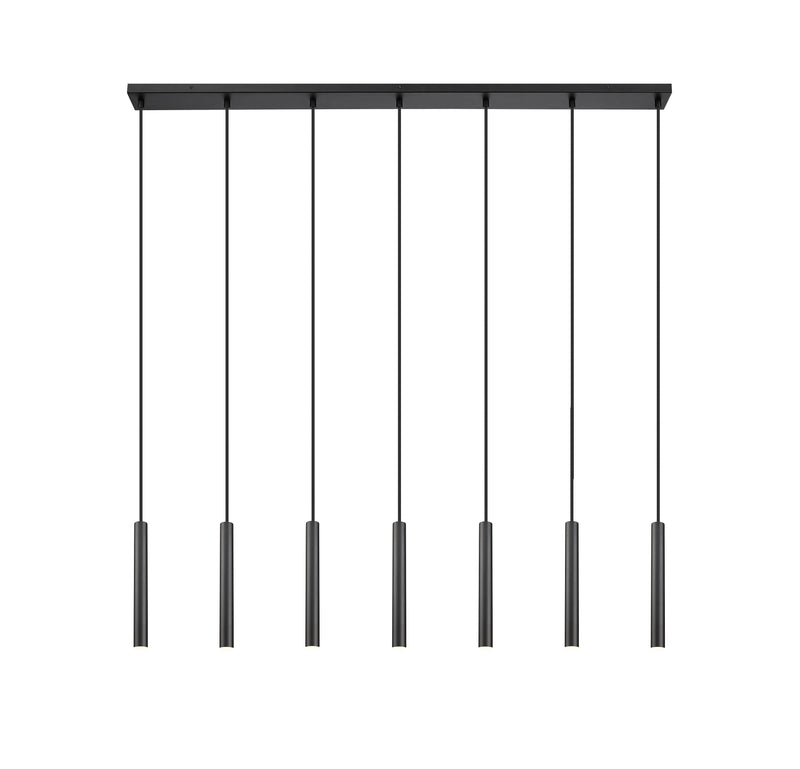 Forest 7 Light 54" Linear Pendant, 12" Tall in Matte Black