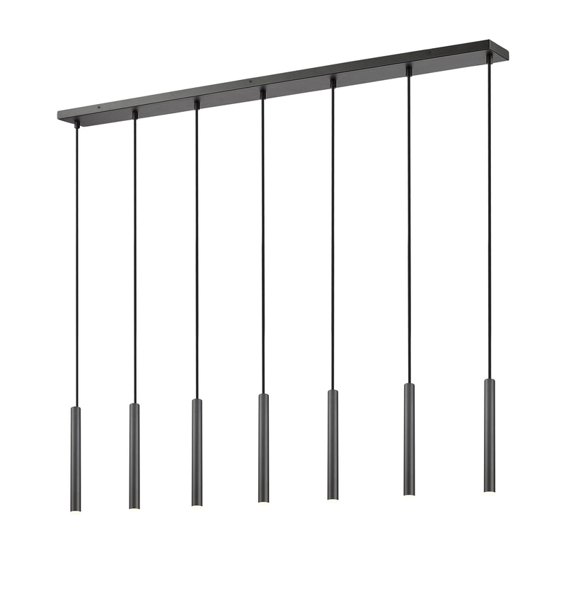Forest 7 Light 54" Linear Pendant, 12" Tall in Matte Black