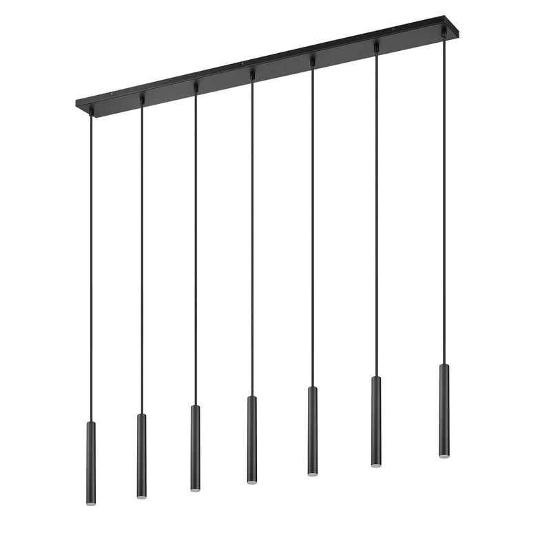 Forest 7 Light 54" Linear Pendant, 12" Tall in Matte Black