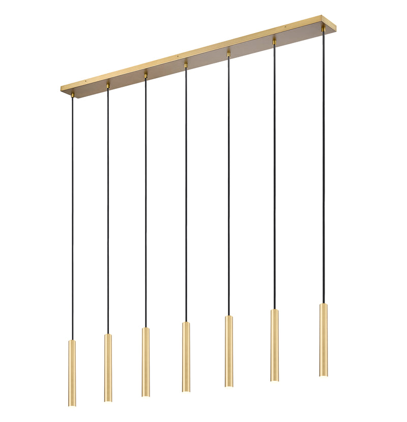 Forest 7 Light 54" Linear Pendant, 12" Tall in Modern Gold