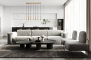 Forest 7 Light 54" Linear Pendant, 12" Tall in Modern Gold in a room setting