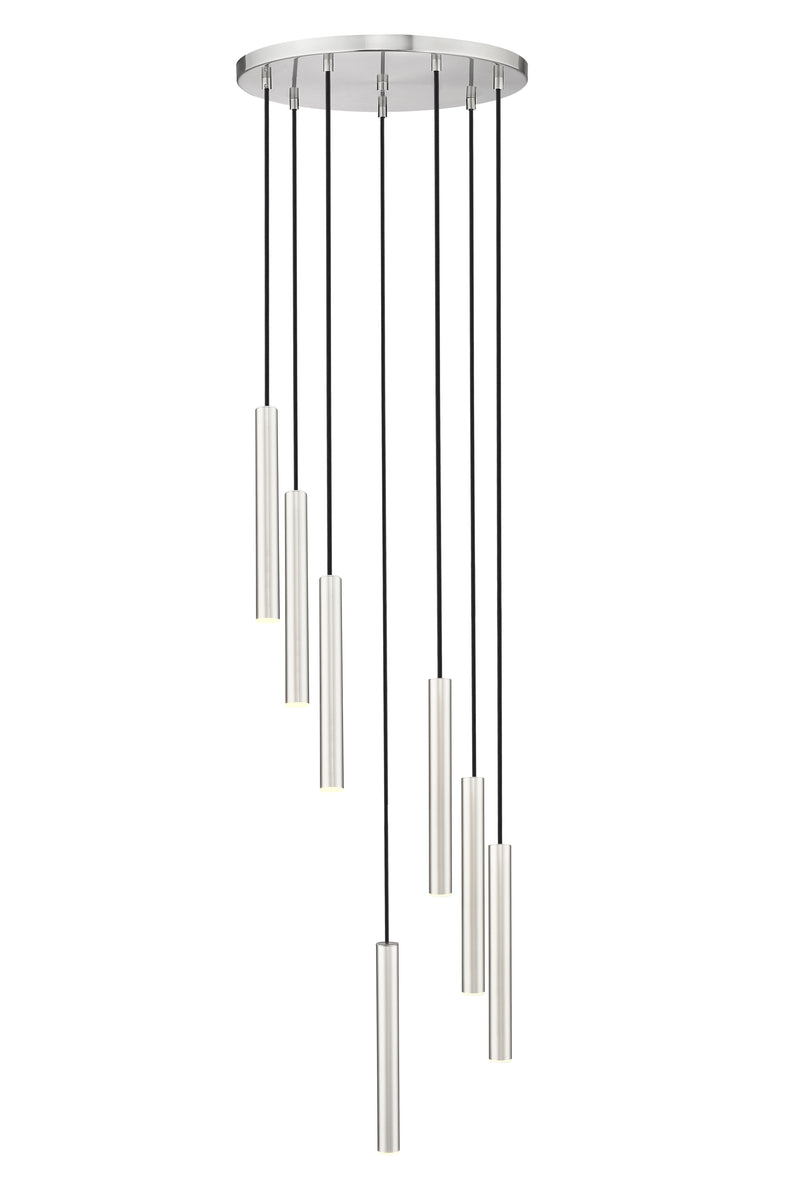 Forest 7 Light 18" Pendant, 12" Tall in Brushed Nickel