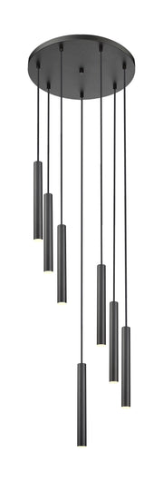 Forest 7 Light 18" Pendant, 12" Tall in Matte Black