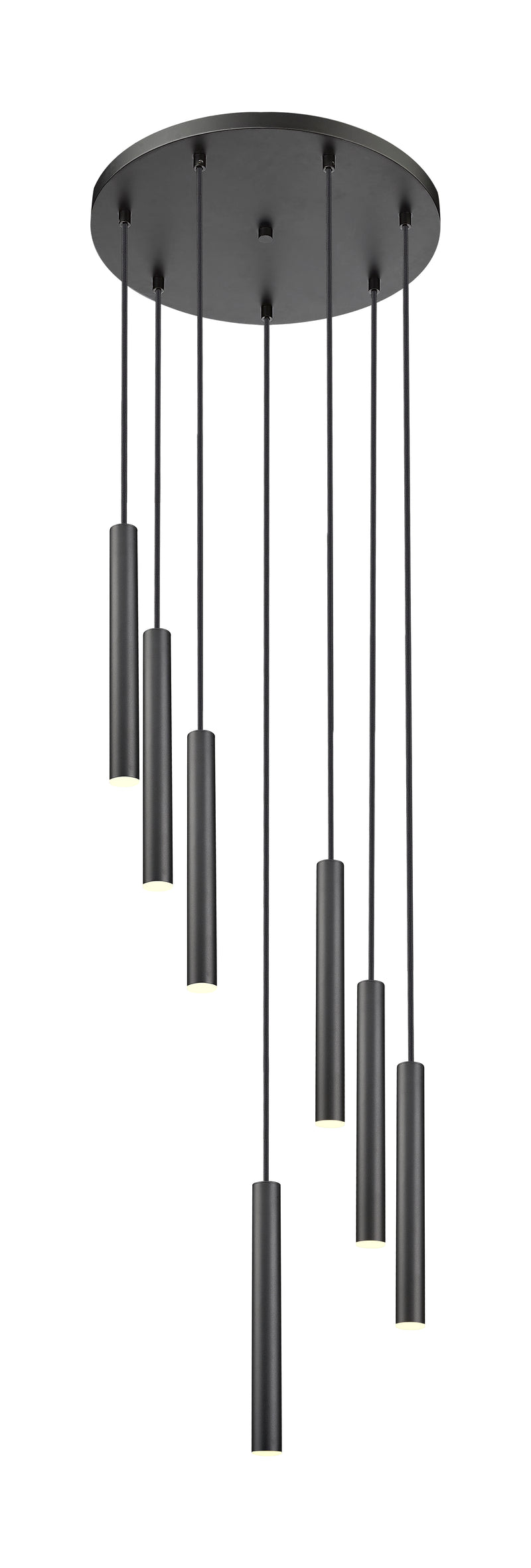 Forest 7 Light 18" Pendant, 12" Tall in Matte Black