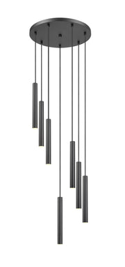 Forest 7 Light 18" Pendant, 12" Tall in Matte Black
