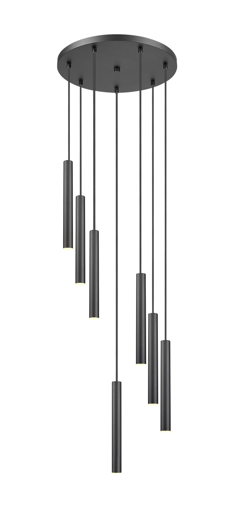 Forest 7 Light 18" Pendant, 12" Tall in Matte Black