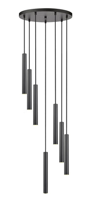 Forest 7 Light 18" Pendant, 12" Tall in Matte Black