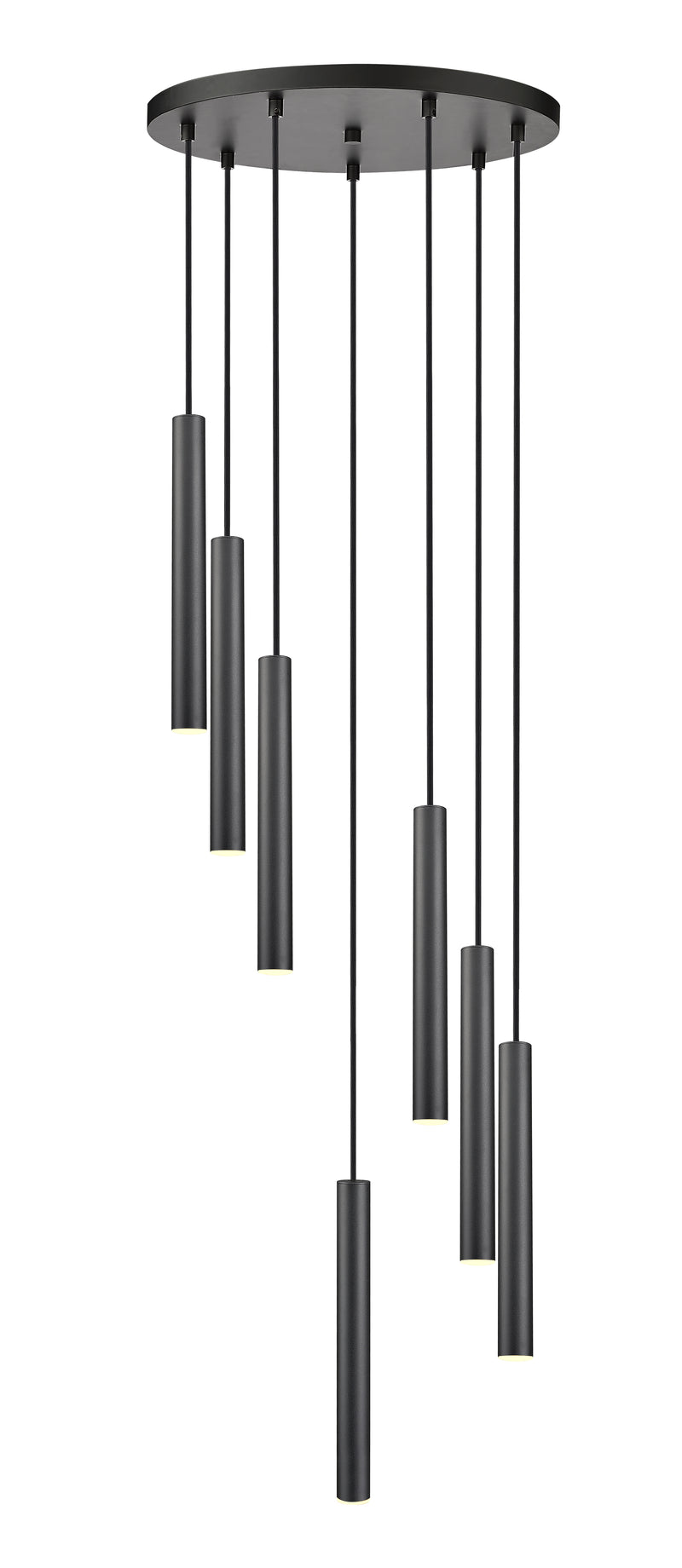 Forest 7 Light 18" Pendant, 12" Tall in Matte Black