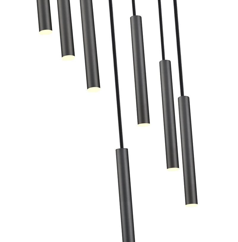 Forest 7 Light 18" Pendant, 12" Tall in Matte Black