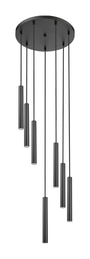 Forest 7 Light 18" Pendant, 12" Tall in Matte Black