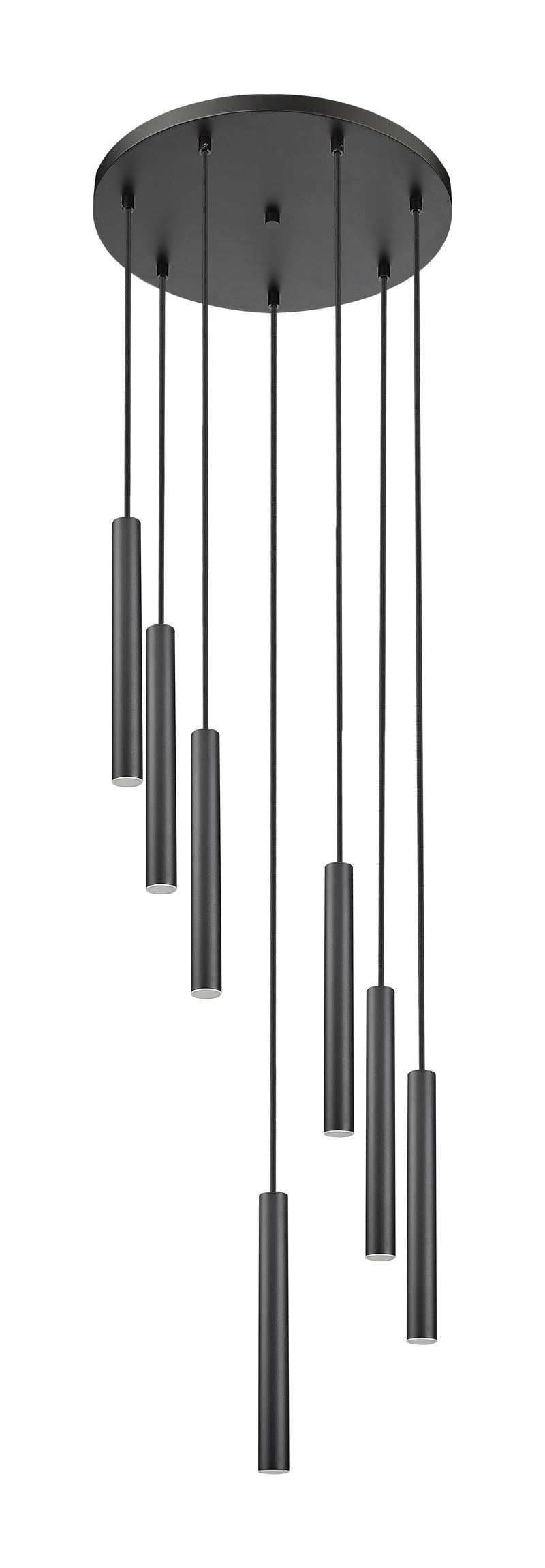 Forest 7 Light 18" Pendant, 12" Tall in Matte Black