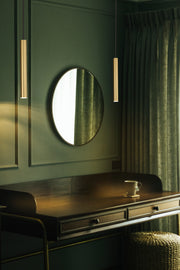 Forest 1 Light 4.75" Pendant, Brushed Nickel, Matte Black or Modern Gold Shades, 919 Series, 12" Tall in Modern Gold in a room setting