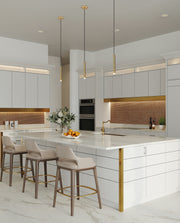 Forest 1 Light 4.75" Pendant, Brushed Nickel, Matte Black or Modern Gold Shades, 919 Series, 12" Tall in Modern Gold in a room setting