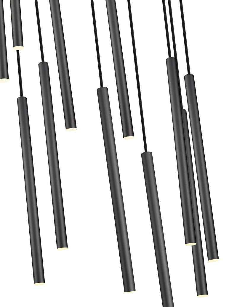 Forest 11 Light 24" Pendant, 23.75" Tall in Matte Black