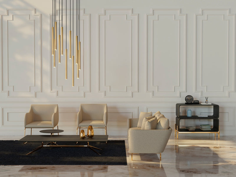 Forest 11 Light 24" Pendant, 23.75" Tall in Modern Gold in a room setting