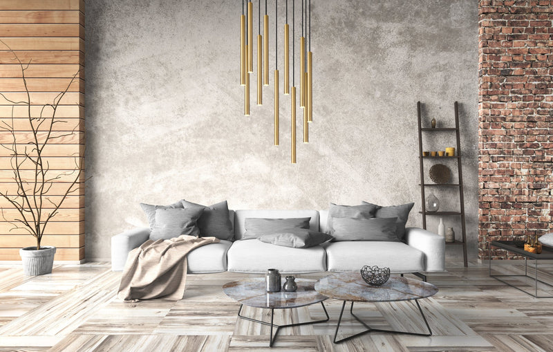 Forest 11 Light 24" Pendant, 23.75" Tall in Modern Gold in a room setting