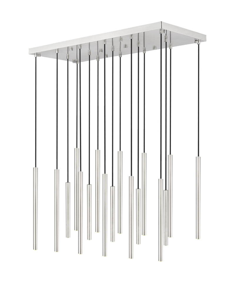 Forest 17 Light 42" Linear Pendant, 23.75" Tall in Brushed Nickel