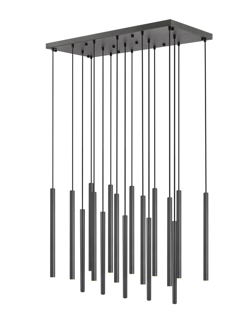 Forest 17 Light 42" Linear Pendant, 23.75" Tall in Matte Black