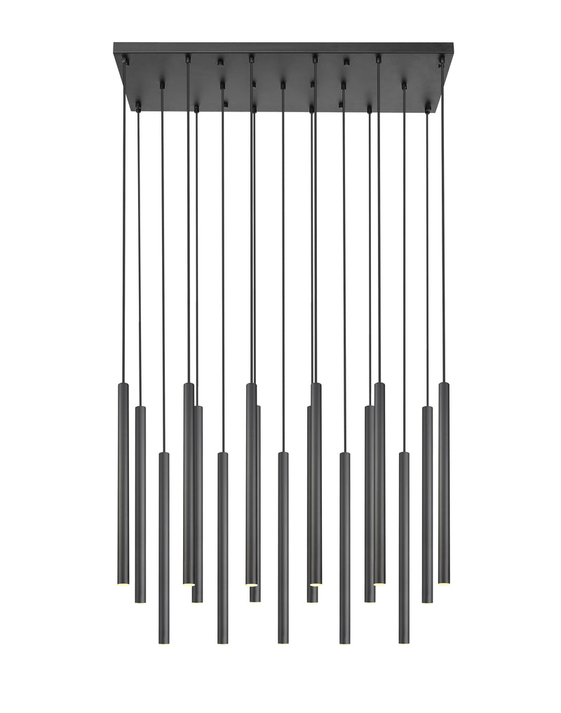 Forest 17 Light 42" Linear Pendant, 23.75" Tall in Matte Black