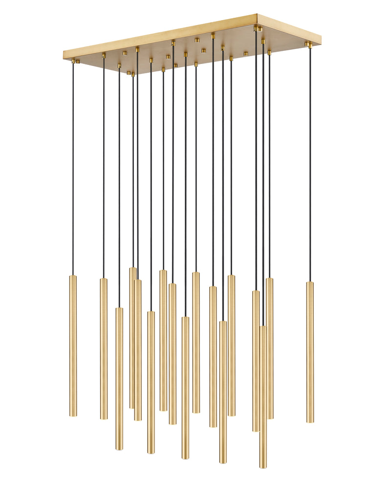 Forest 17 Light 42" Linear Pendant, 23.75" Tall in Modern Gold